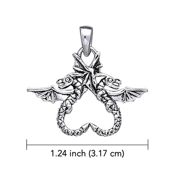 Dragon’s power of two ~ 14K White Gold Jewelry Pendant WTP896 - Jewelry